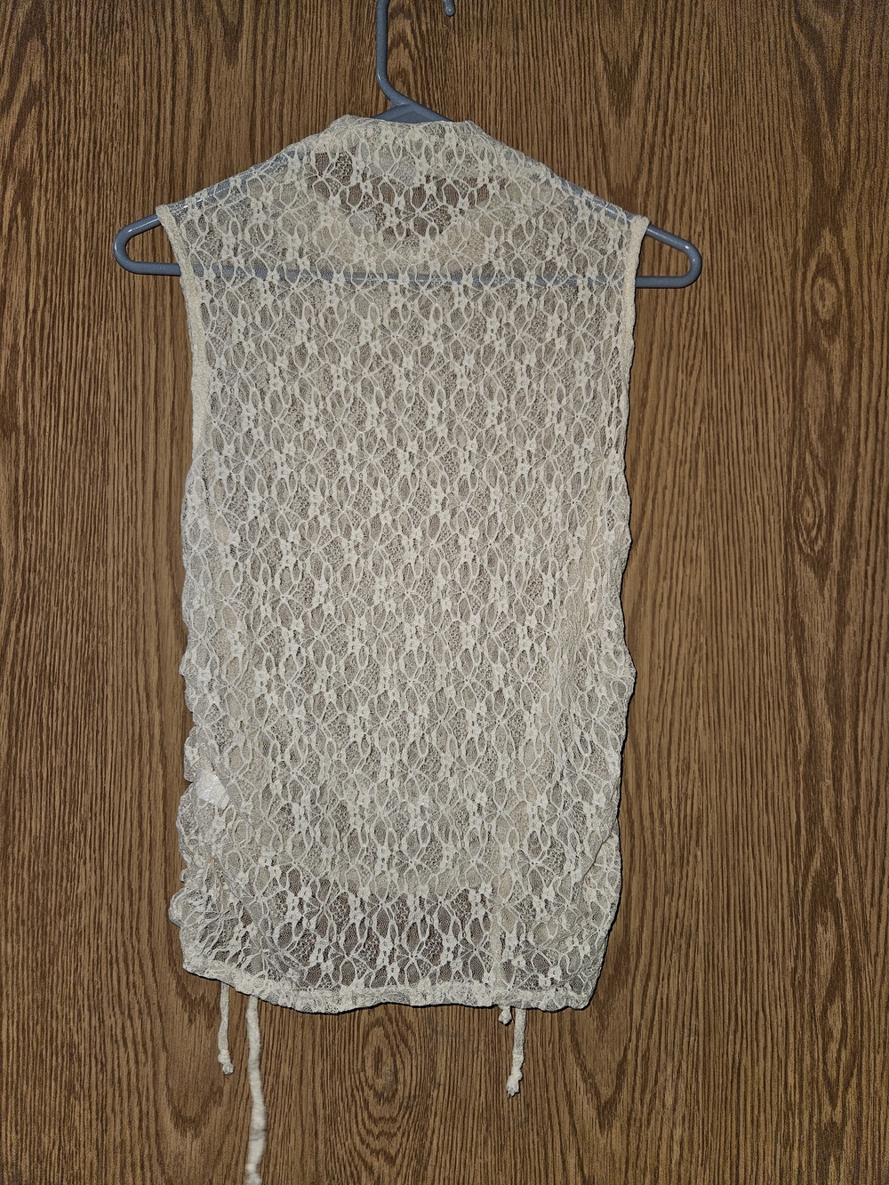 Sheer Lace Sleeveless Overlay Top in Cream - Picture 4 of 4